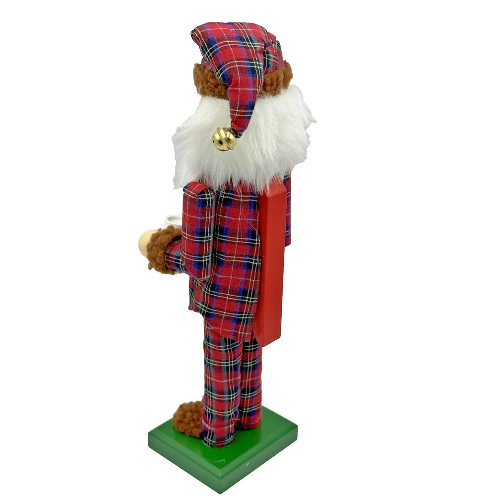 Genuinely Jolly Plaid Santa Nutcracker Figurine Christmas Tabletop Decor